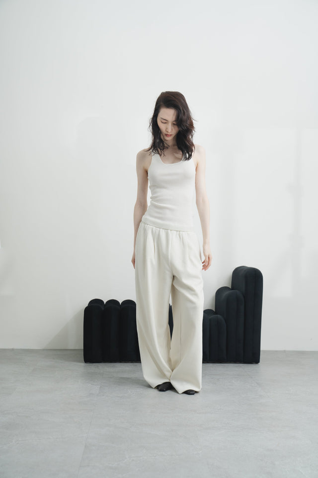 休閒西褲-elastic-waist-textured-casual-trousers