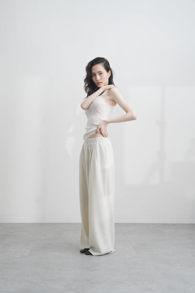 休閒西褲-elastic-waist-textured-casual-trousers