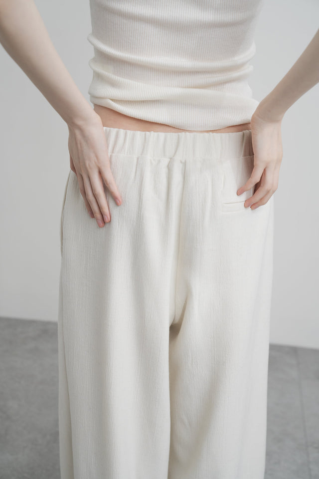 休閒西褲-elastic-waist-textured-casual-trousers