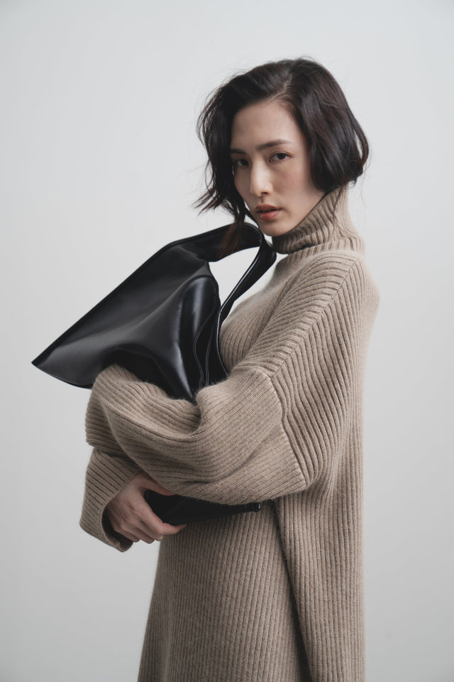 針織洋裝-tall-soft-waxy-pine-collar-knitted-dress-gray