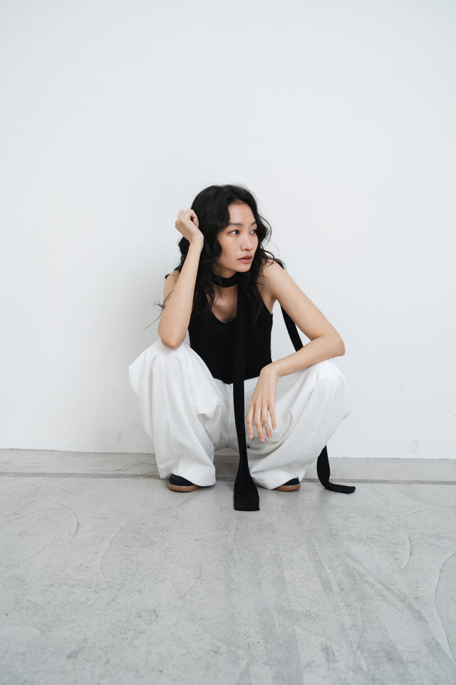 針織背心-casual-rolled-edge-linen-knitted-vest-black