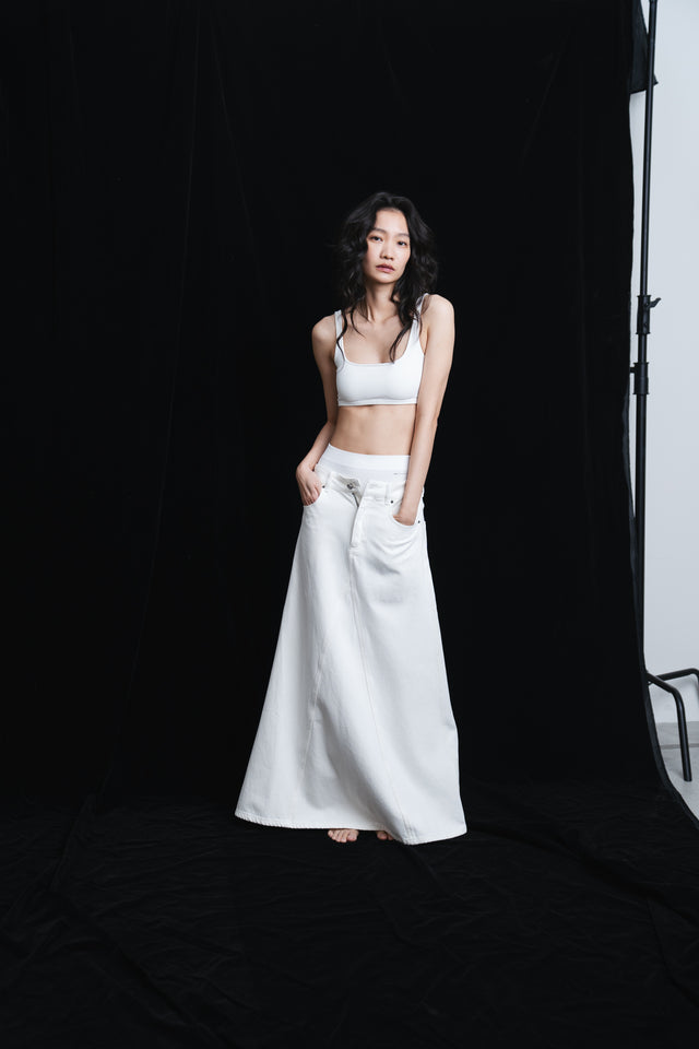 Silky smooth and cool low-back bra top (white)