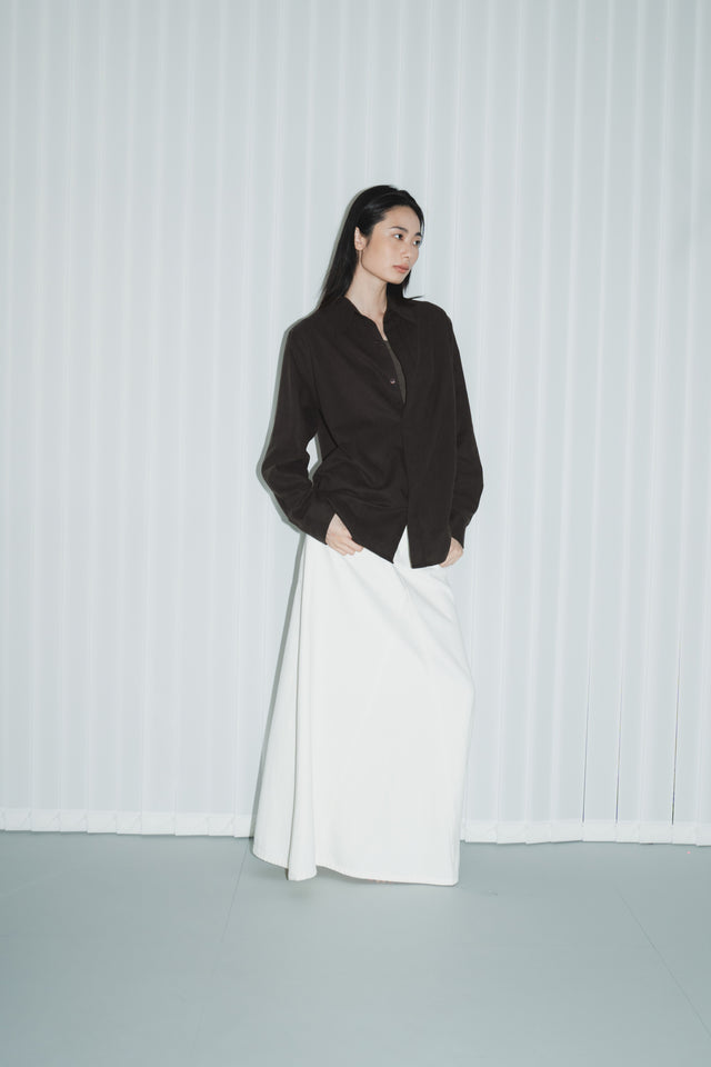 Premium 無縫羊毛針織衫-U領 (灰棕)