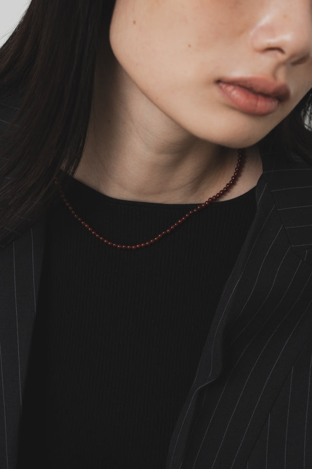 天然瑪瑙鎖骨鍊 (紅)