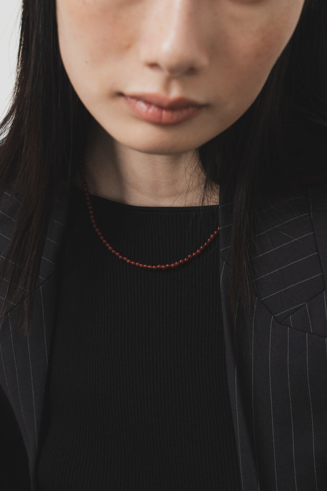 Natural agate clavicle necklace (red)