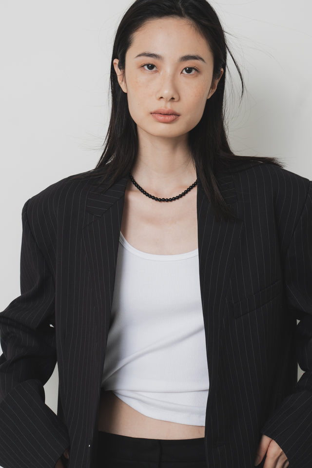 Natural agate clavicle necklace (black)