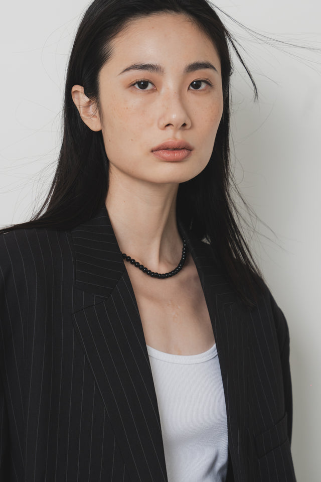 Natural agate clavicle necklace (black)