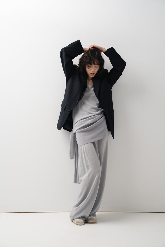 鬆弛感細針織鬆身裙 (淺灰藍)