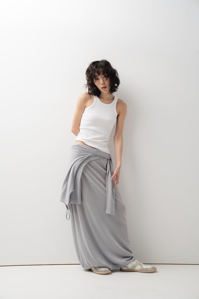 鬆弛感細針織鬆身裙 (淺灰藍)