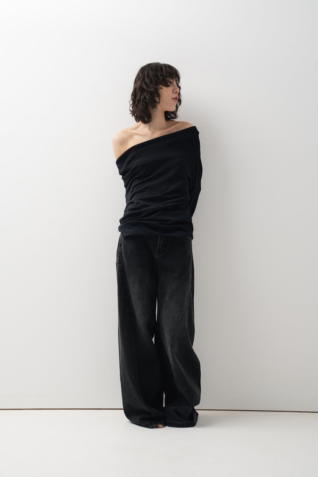 多穿法細針織上衣 (深灰)