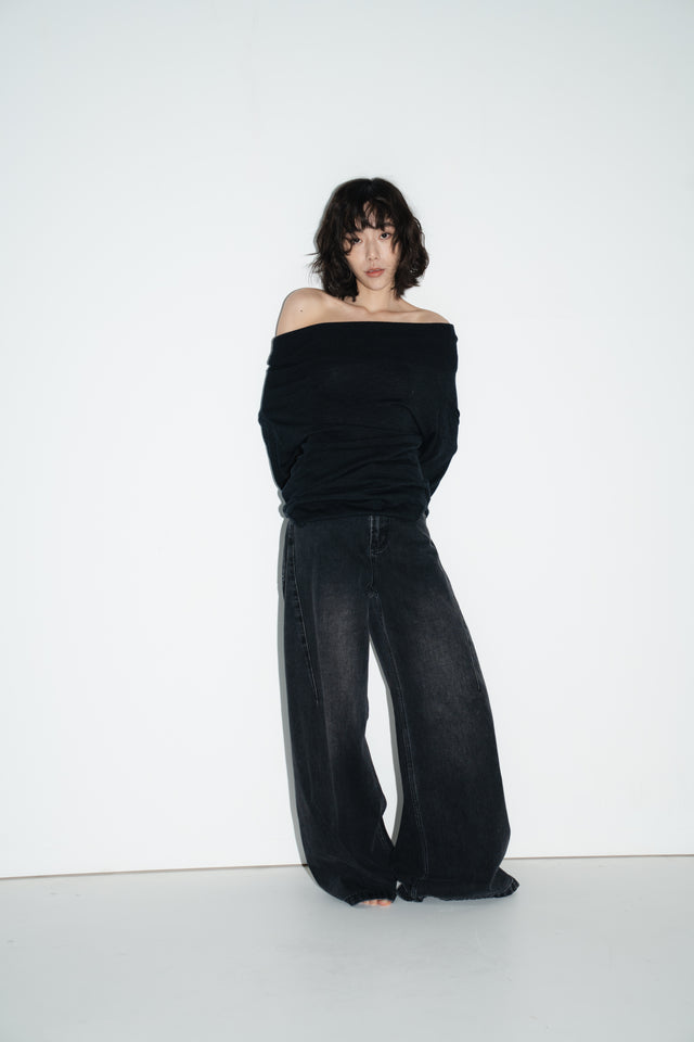 多穿法細針織上衣 (深灰)