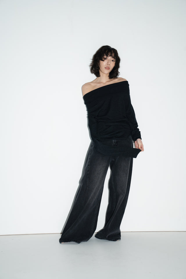 多穿法細針織上衣 (深灰)