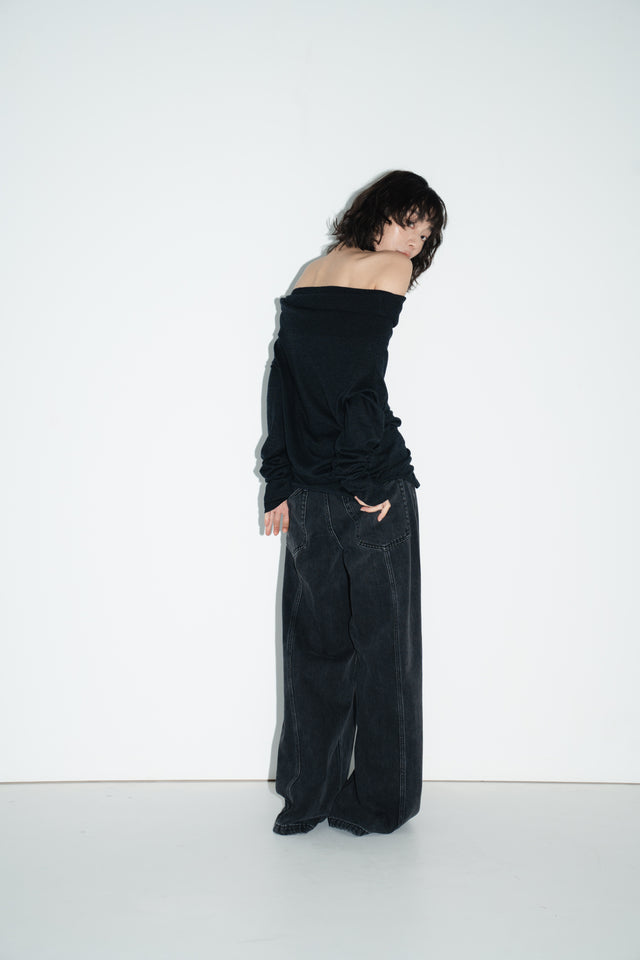 多穿法細針織上衣 (深灰)