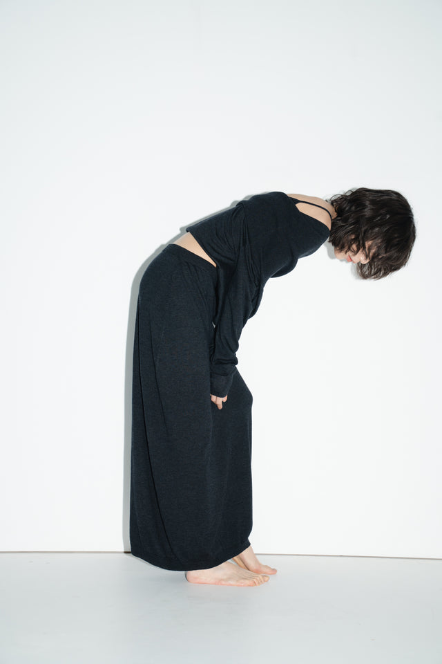 鬆弛感細針織鬆身裙 (深灰)