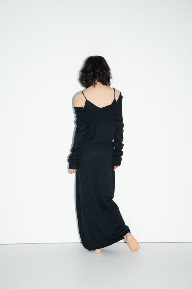 多穿法細針織上衣 (深灰)