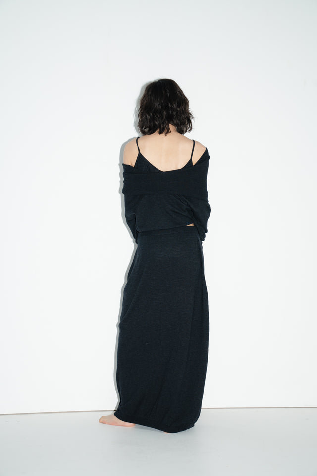 鬆弛感細針織鬆身裙 (深灰)