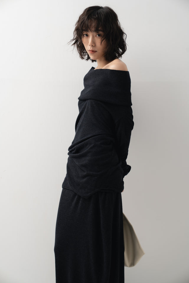 多穿法細針織上衣 (深灰)