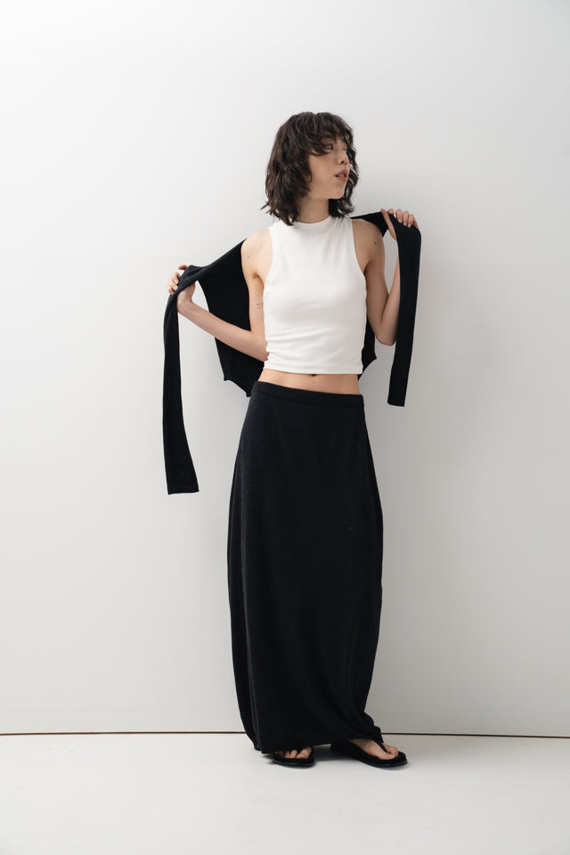 鬆弛感細針織鬆身裙 (深灰)