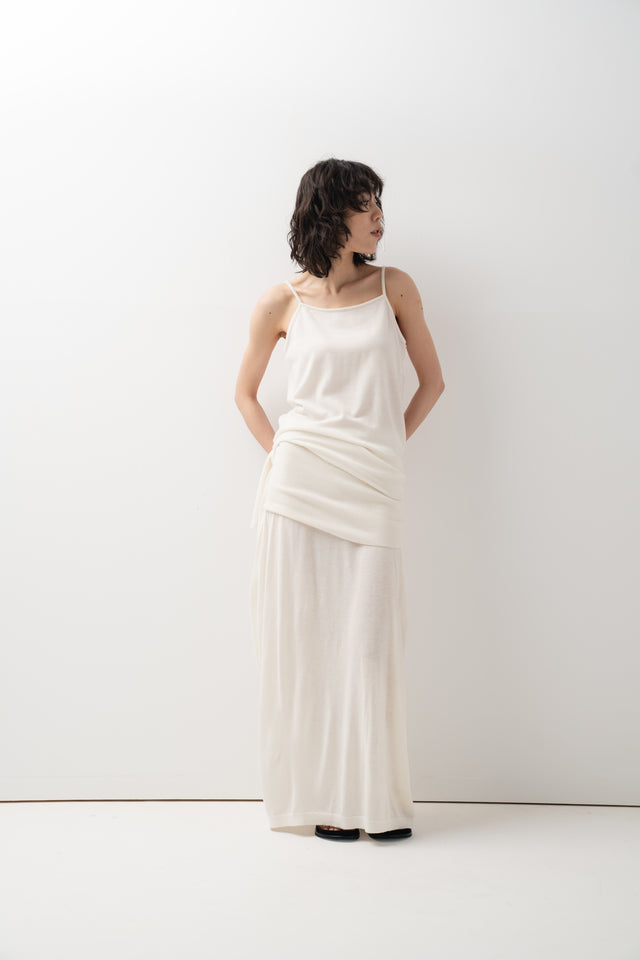 鬆弛感細針織鬆身裙 (柔白)