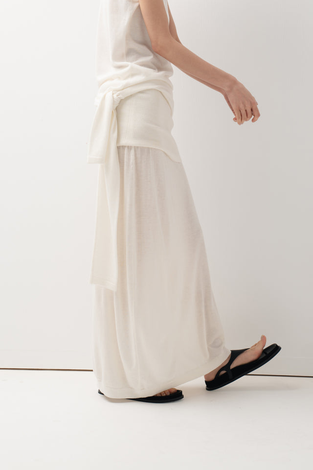 鬆弛感細針織鬆身裙 (柔白)