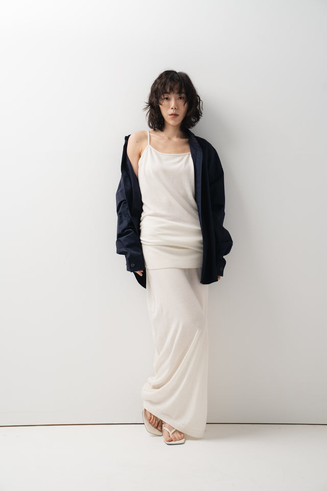 鬆弛感細針織鬆身裙 (柔白)