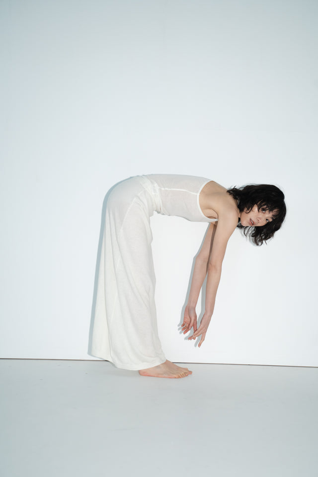 鬆弛感細針織鬆身裙 (柔白)