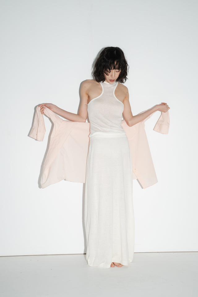 鬆弛感細針織鬆身裙 (柔白)