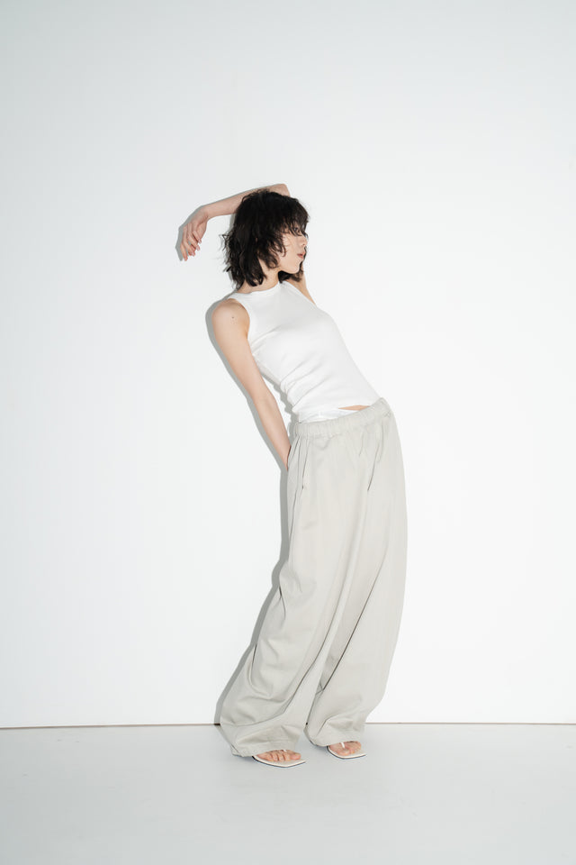 Unisex 天絲棉涼爽廓型寬褲 (青蘊灰&柔白)