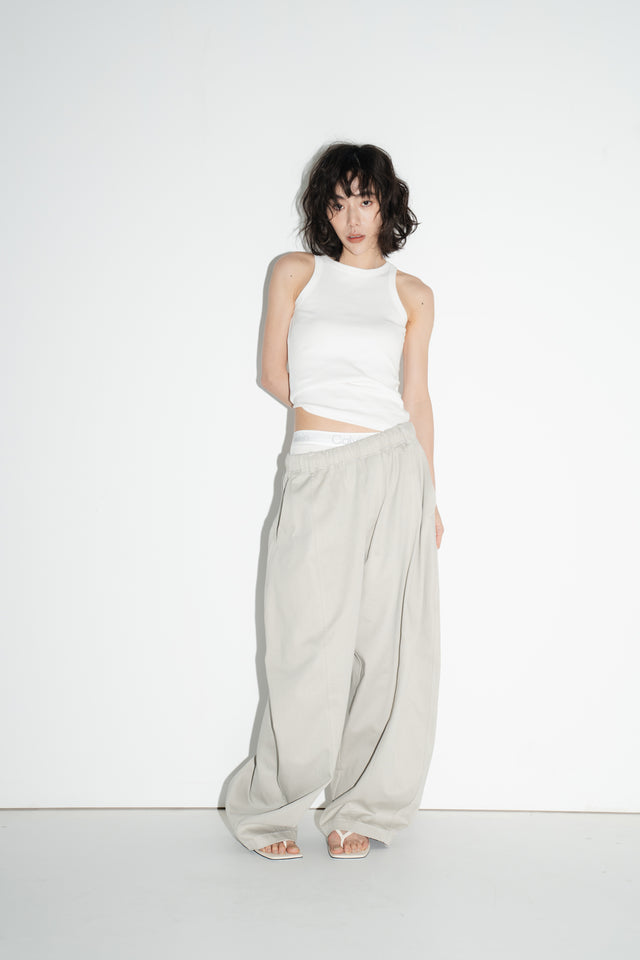 Unisex 天絲棉涼爽廓型寬褲 (青蘊灰&柔白)