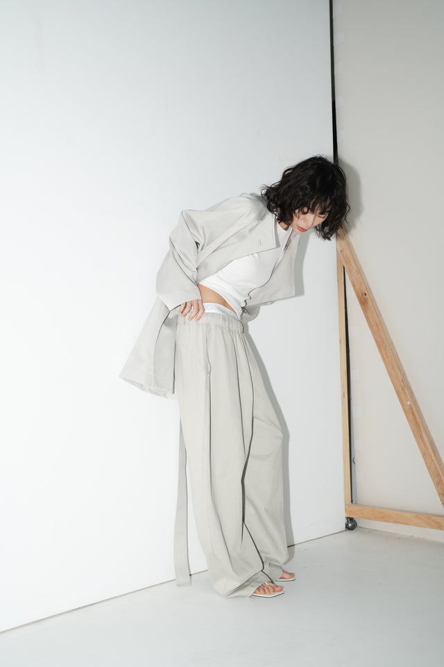 拉克蘭廓袖中長版風衣(附背包) (淡灰)