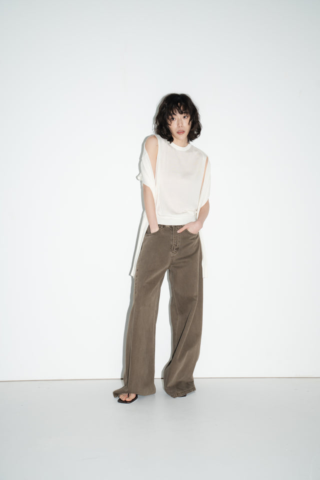 2-way breathable Tencel knit sweater (soft white)