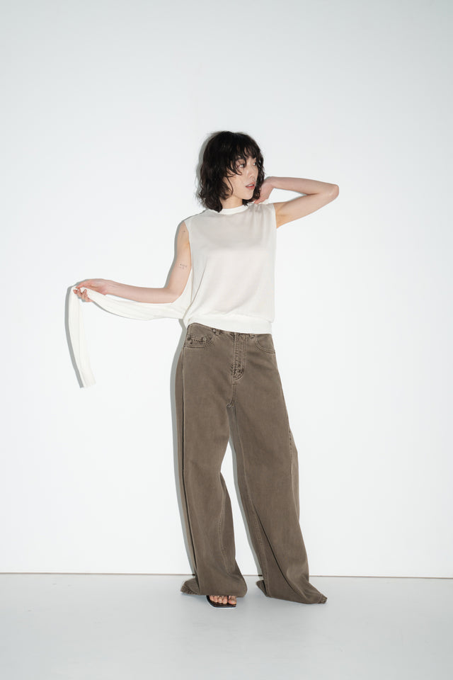 2-way breathable Tencel knit sweater (soft white)