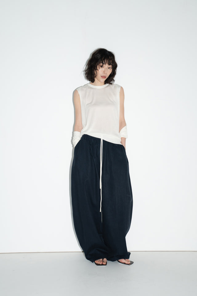 Unisex Tencel Cotton Cool Wide-Leg Pants (Midnight Blue)