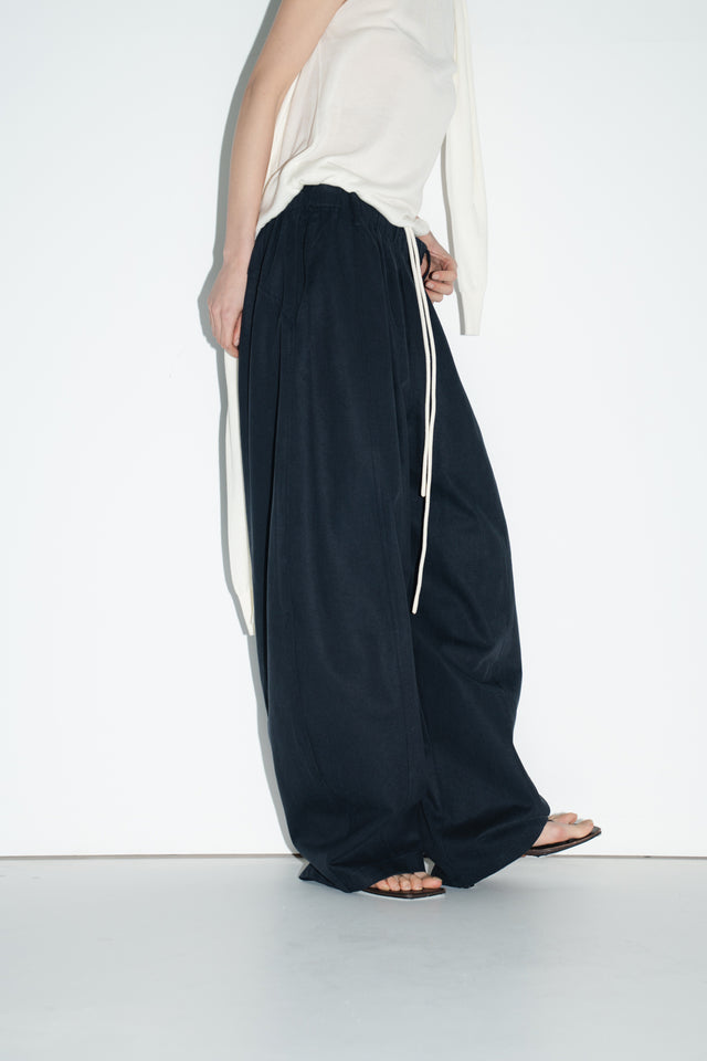 Unisex Tencel Cotton Cool Wide-Leg Pants (Midnight Blue)