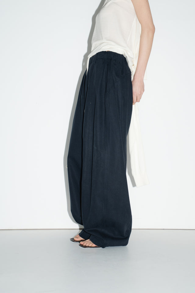 Unisex Tencel Cotton Cool Wide-Leg Pants (Midnight Blue)