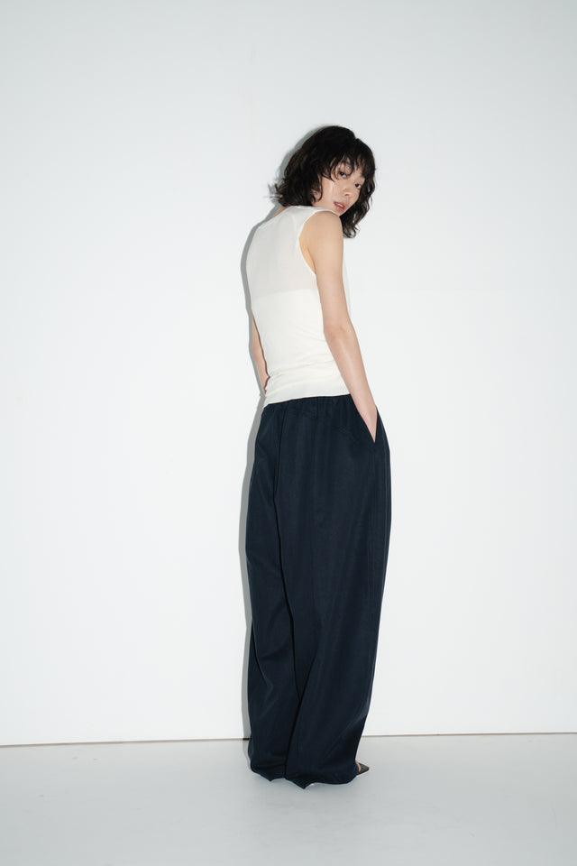 Unisex Tencel Cotton Cool Wide-Leg Pants (Midnight Blue)