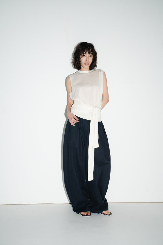 Unisex Tencel Cotton Cool Wide-Leg Pants (Midnight Blue)
