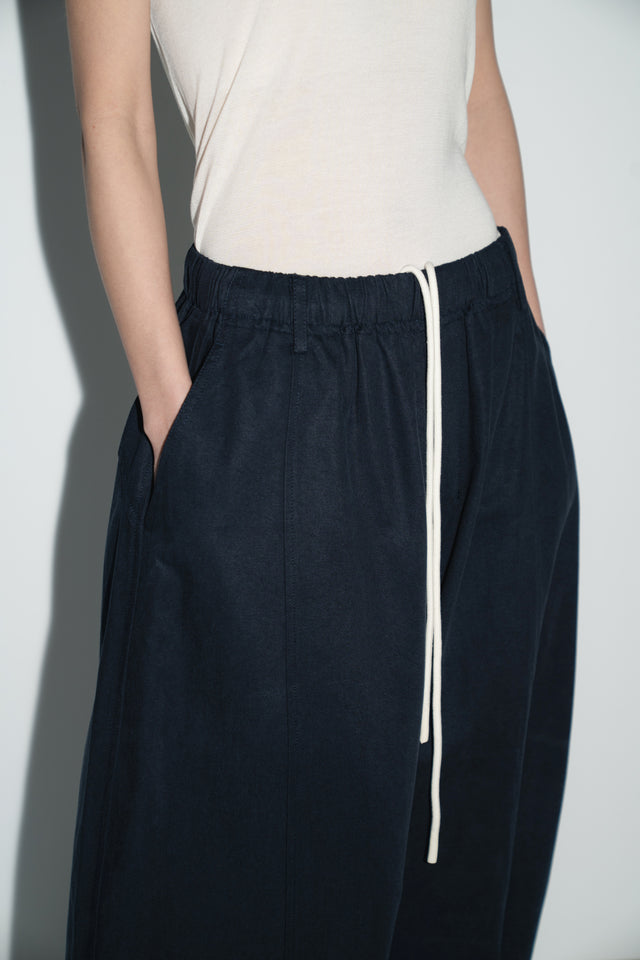 Unisex Tencel Cotton Cool Wide-Leg Pants (Midnight Blue)