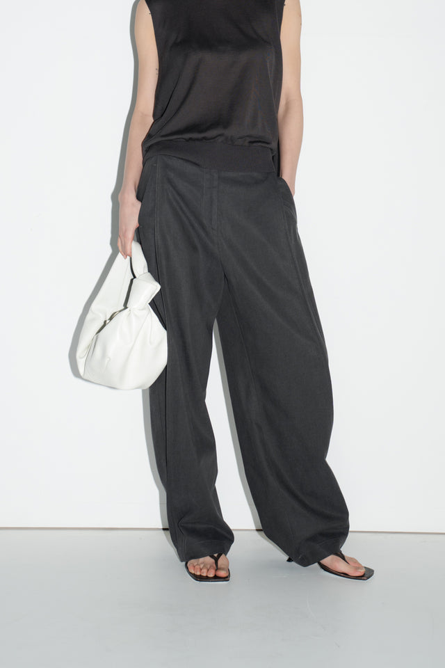 天絲棉立體深褶西褲 (深灰)