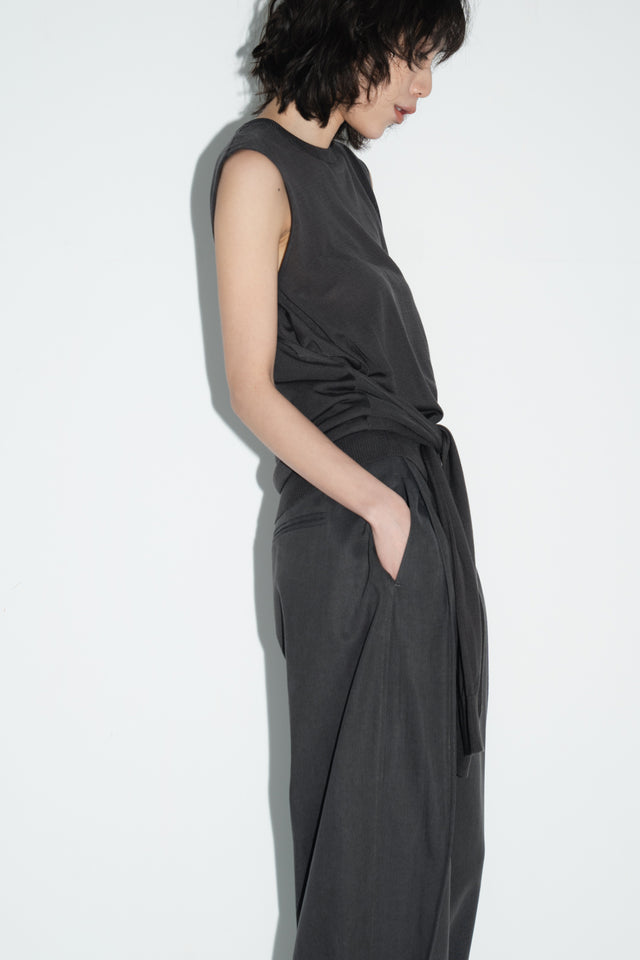 2-way breathable Tencel knit sweater (dark gray)