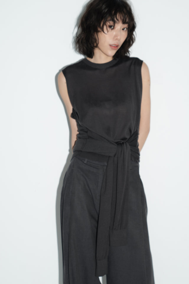 2-way breathable Tencel knit sweater (dark gray)