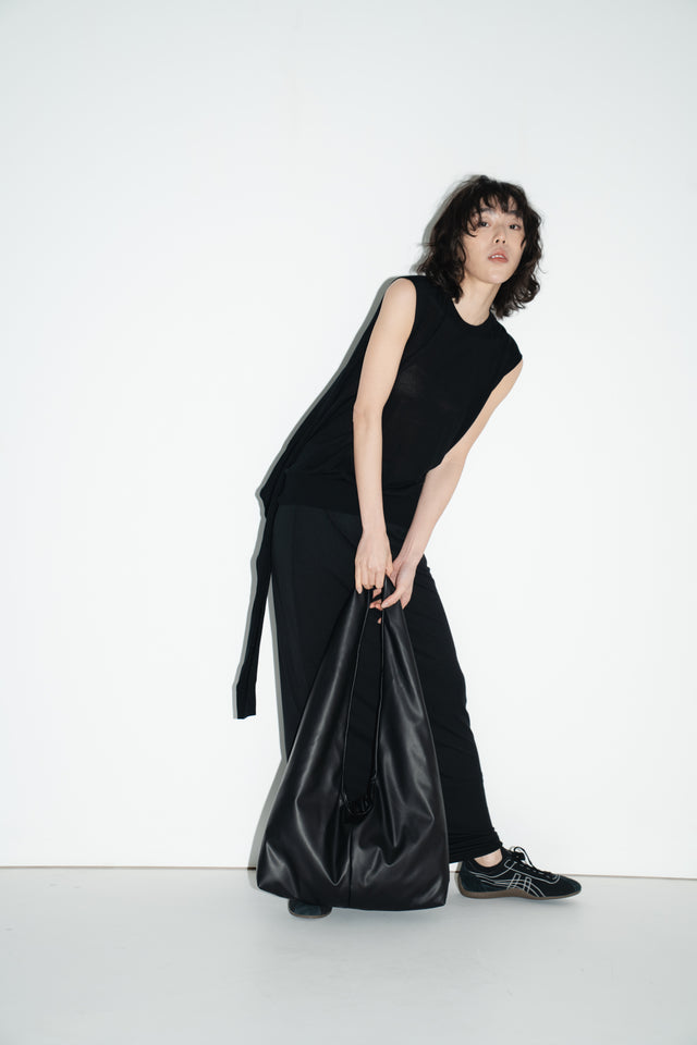 2-way breathable Tencel knit sweater (black)