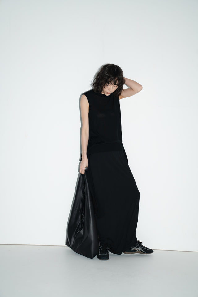 2-way breathable Tencel knit sweater (black)