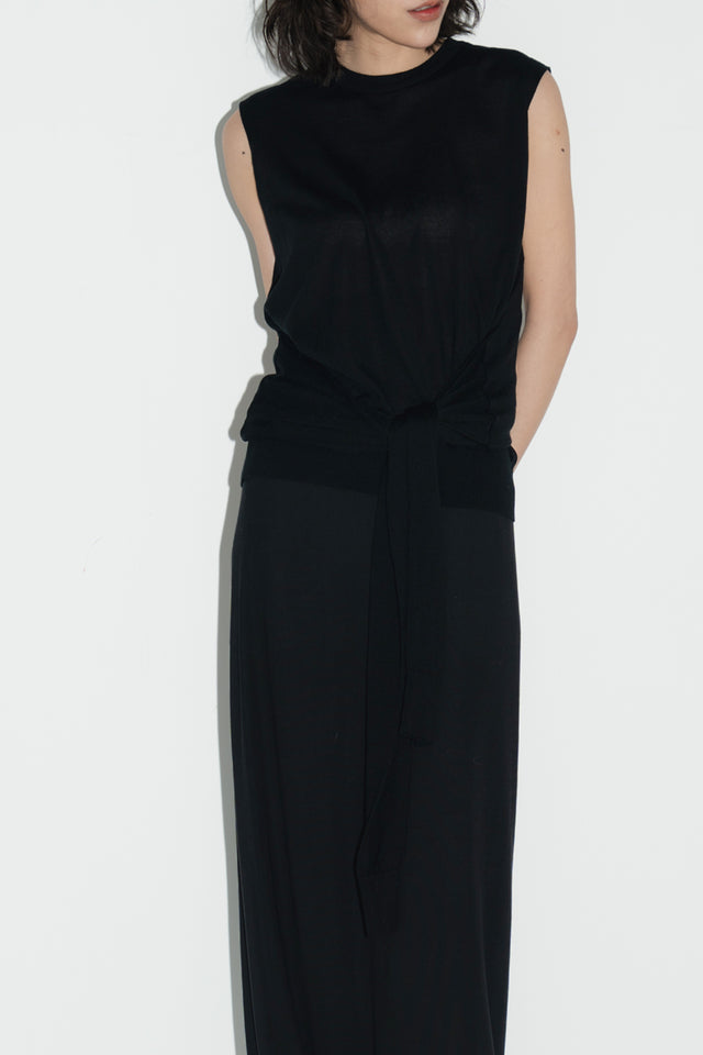 2-way breathable Tencel knit sweater (black)