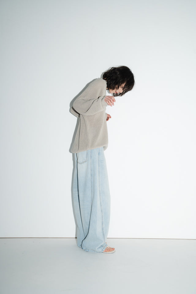 Oversized 交疊V領針織衫 (裸灰)