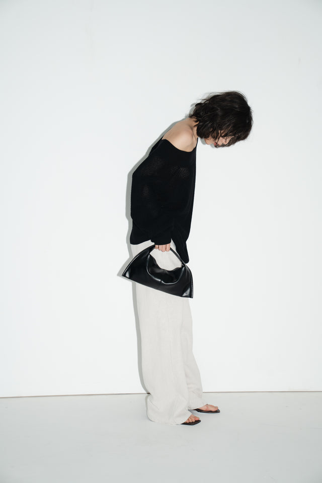 Oversized 交疊V領針織衫 (黑)