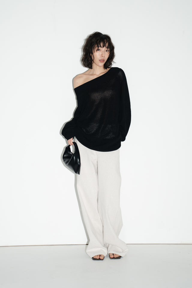 Oversized 交疊V領針織衫 (黑)