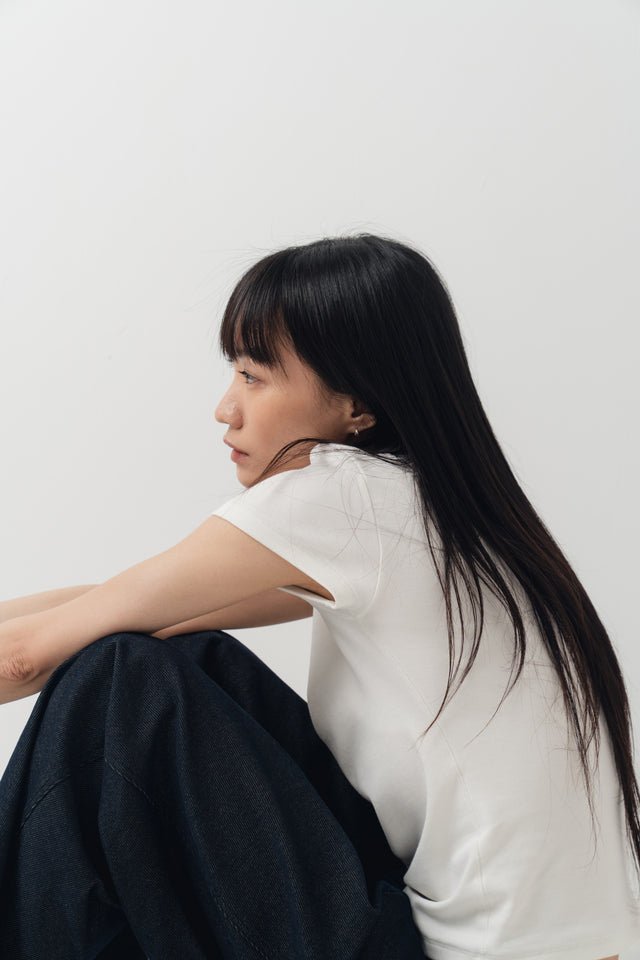 Ultra Soft 翻袋造型直筒丹寧褲(附腰帶) (深藍)