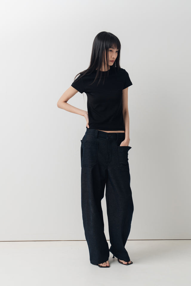 夏日舒彈修身tee (黑)