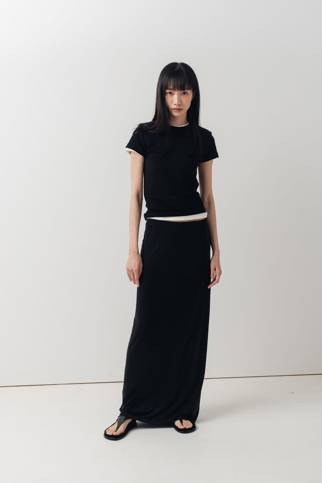 夏日舒彈修身tee (黑)